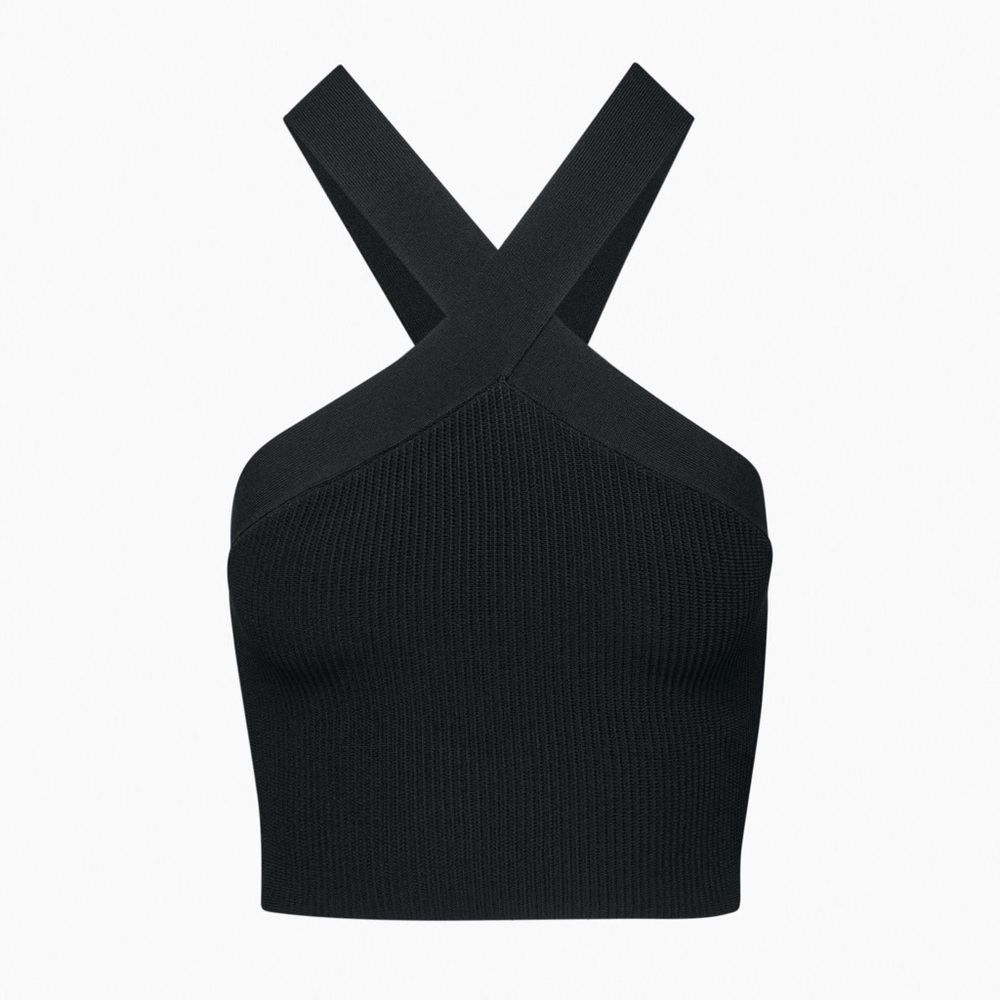 ARITZIA Sculpt Knit Criss Cross Cropped Tank
Rib-knit cross-front halter top